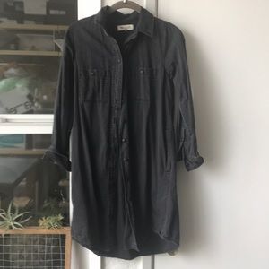 madewell black denim shirt dress